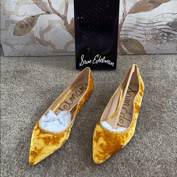 Sam Edelman Shoes - SAM EDELMAN RIVERAGOLD CRUSHEDVELVET FLAT 8.5 NWOT